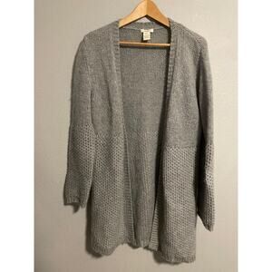 Sundance Womens Cardigan Medium Gray Wool Mohair Blend Open Front Chunky Knit